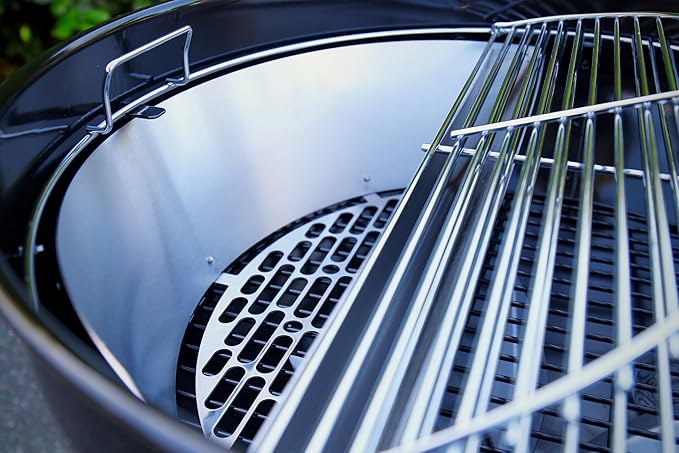 Slow 'N Sear SnS Grills Black Edition 22" Charcoal Kettle Grill, Porcelain Enamel, with Deluxe Insert and EasySpin Grate