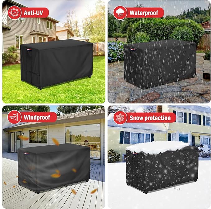 Fire Pit Cover Rectangular 65 Inch - Waterproof Outdoor Fire Table Cover Rectangle Heavy Duty, 600D Patio Propane Gas Firepit Cover Rectangular Tear Weather Resistant - 65 x 40 x 27 Inch