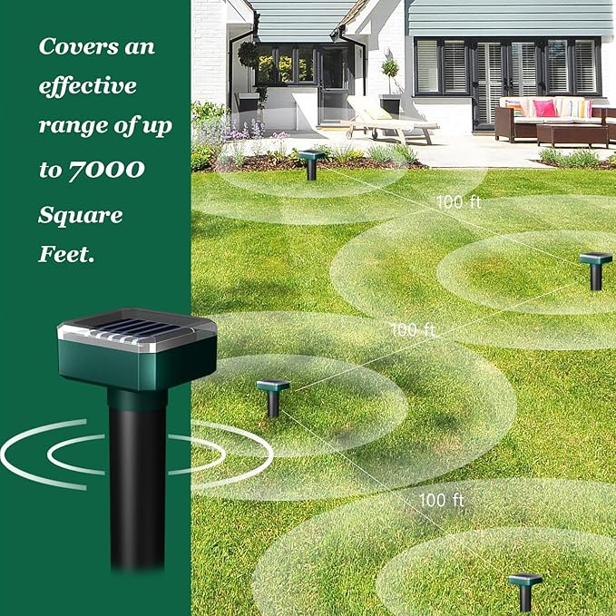 Snake Repellent for Yard 4PCS,Deer Repellent Devices for Plants/Garden,Solar-Powered Deer & Rabbit Repellent Outdoor,Deer Deterrent Devices Outdoor,Sonic,Electronic and Waterproof