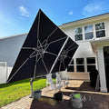 PURPLE LEAF 9' X 12' Double Top Deluxe Solar Powered LED Rectangle Patio Umbrella Offset Hanging Umbrella Outdoor Market Umbrella Garden Umbrella, Grey