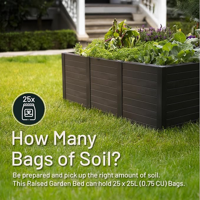 Tierra Verde 48-Inch x 48-Inch Raised Garden Bed with Tool-Free Connect System and Crafted from Recycled Materials, for Patios or Decks, Black