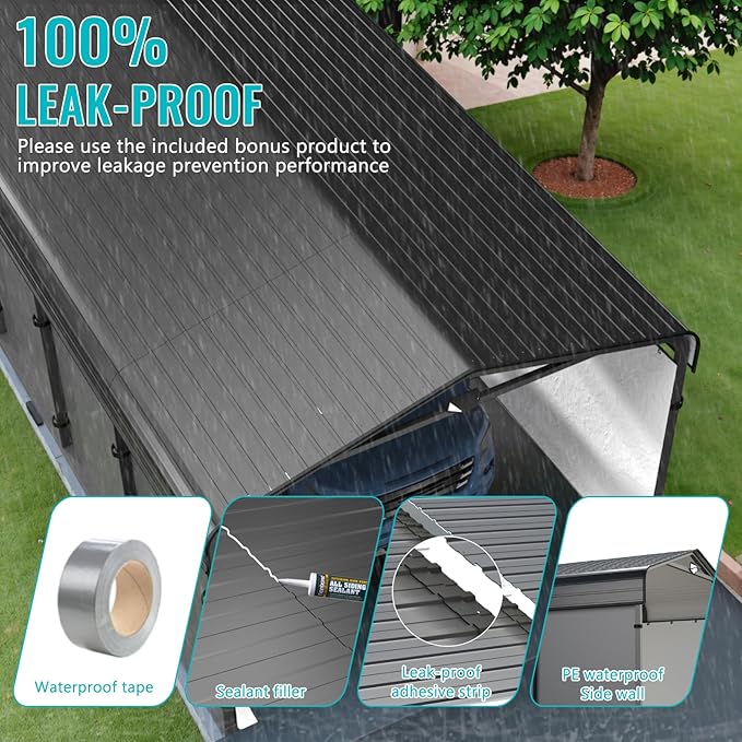 20x20 Metal Carport, Heavy Duty 2-Car Carport Canopy, Galvanized Steel Roof Car Tent Garage, CarPorts with Removable Polyethylene Sidewalls