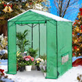 COOS BAY 6x6 FT Pop up Greenhouse Outdoor, Walk in Green House with Power Access Openings, Zippered Doors & Windows, Durable PE Cover, Green