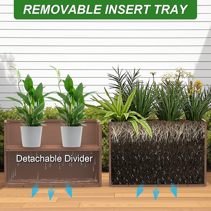 Large Metal Planter Box 36”x 15”x 24”,Heavy Duty Rectangular Tall Metal Planter Box with Drainage Holes for Outdoor Garden Patio