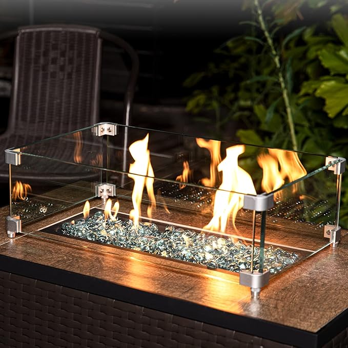 GASPRO 10 lbs Fire Pit Glass for Propane Fire Pit, 3/4 Inch Fire Glass Beads for Fireplace Fire Pit Table, Glass Rocks for Landscaping - Clear