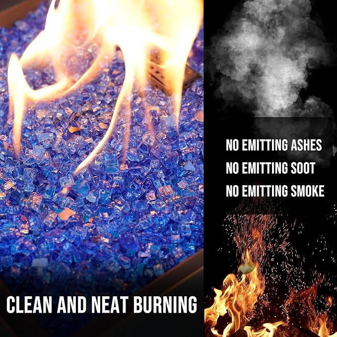 Skyflame High Luster 10-Pound Regular Fire Glass for Fire Pit Fireplace Garden Landscaping Cobalt Blue 1/4" Size