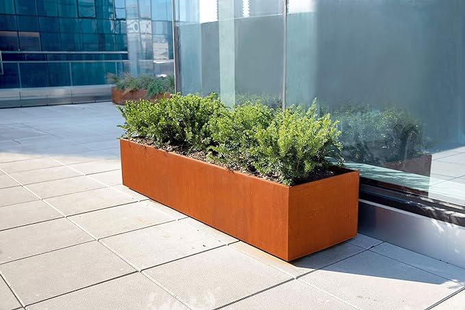 Plantercraft Large Rectangular Planters for Outdoor Plants - 72x24x30 Inch Corten Steel Planter, Extra Large Metal Planter Box for Patios, Decks & Privacy Screens, Arrives Fully Assembled
