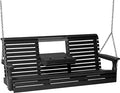 LuxCraft Rollback 5ft Recycled Plastic Plain Porch Swing with Flip Down Center Console