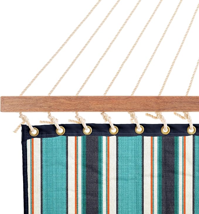Nags Head Hammocks Token Surfside Sunbrella Quilted Hammock – 13 ft. x 55 in., 450 lb Capacity, Cumaru Spreader Bar, Galvanized Hardware, Rolled Rim Grommets, Handcrafted in The Carolinas