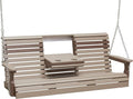 LuxCraft Rollback 5ft Recycled Plastic Plain Porch Swing with Flip Down Center Console