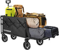 VIVOSUN Collapsible Wagon with Tailgate, 320lb Load-Bearing Outdoor Utility with All-Terrain Wheels, Adjustable Handle, Cup Holders for Camping, Shopping, Garden, Sports, Picnic, Black