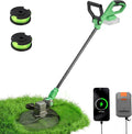 WORKPROX 12inch 20V String Trimmer, 4.0Ah Li-Ion Battery Powered Grass Cutter with Auto Line Feed, 2 in 1 Lawn Edger and Weed Trimmer with 2Pcs Grass Trimmer Spool Line