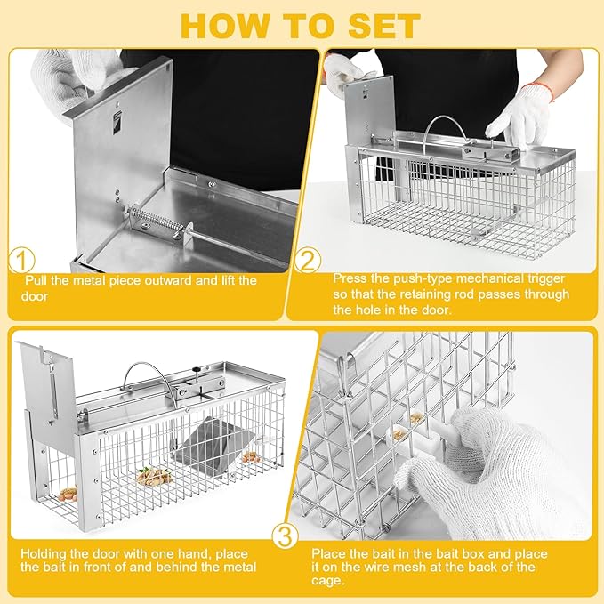 Squirrel Trap Live Animal Humane Cage Trap Catch Rats, Mice, Chipmunk, Weasel and Other Rodents for Indoor and Outdoor