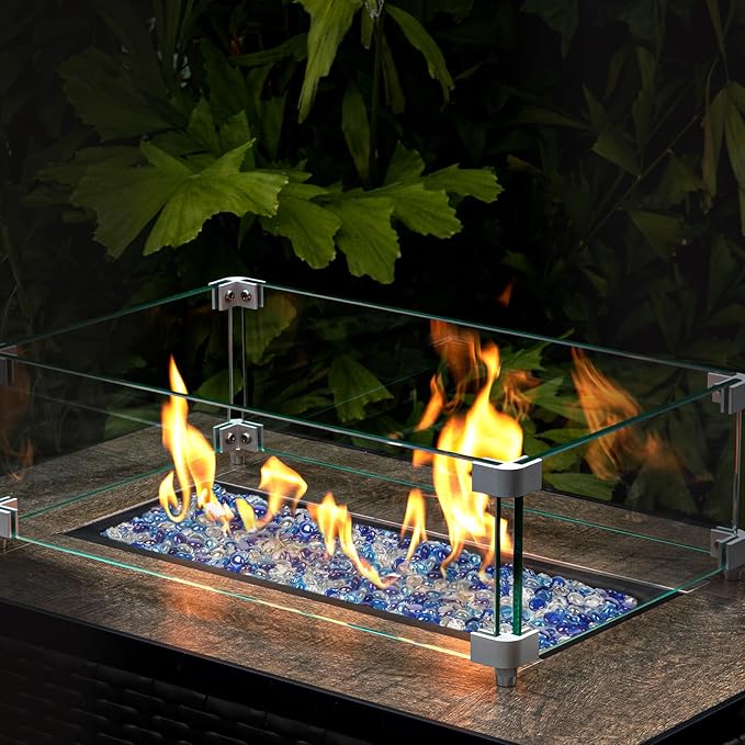 GASPRO 10 lbs Fire Pit Glass for Propane Fire Pit, 3/4 Inch Fire Glass Beads for Fireplace Fire Pit Table, Glass Rocks for Landscaping- Mixed Colors