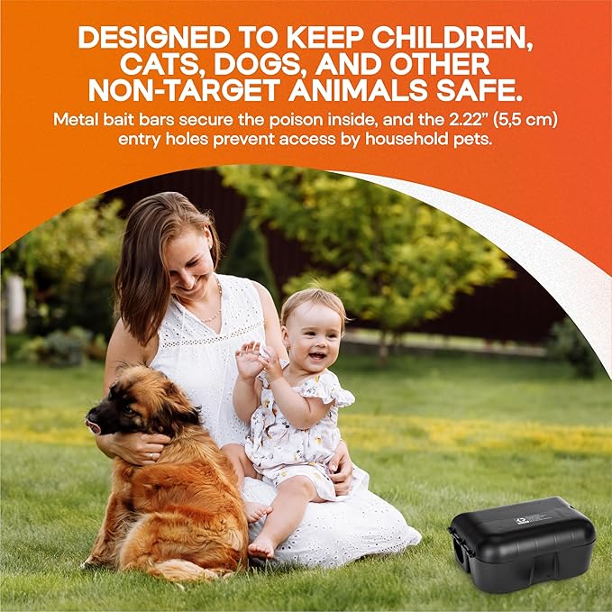2 Contractor-Grade Rat Bait Station – Extra Tough, Rugged & Weather-Resistant Lockable Box with Key, Tamper-Resistant Dual Entry, Fits Blocks/Pasta/Grain Baits or Snap Traps – Indoor/Outdoor.