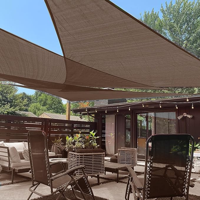 LOVE STORY Custom Size 7'x10'x12.2' Brown Sun Shade Sail Right Triangle Sunhsade Fabric Awning Canopy for Patio Backyard Carport Pergola (Customized)