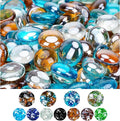 Mr. Fireglass 10 Pound Blended Fire Glass Beads, 1/2" High Luster Mixed Colored Fire Glass Drops for Fireplace Fire Pit & Lanscaping, Caribbean Blue, Crystal Ice, Caramel
