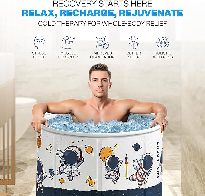 Zennest Foldable Portable Bathtub for Adults – 2-in-1 Hot & Cold Plunge, 105-Gal Large Capacity Collapsible Bathtub Adult, 6-layer Insulated Portable Soaking tub - Space-saving Design