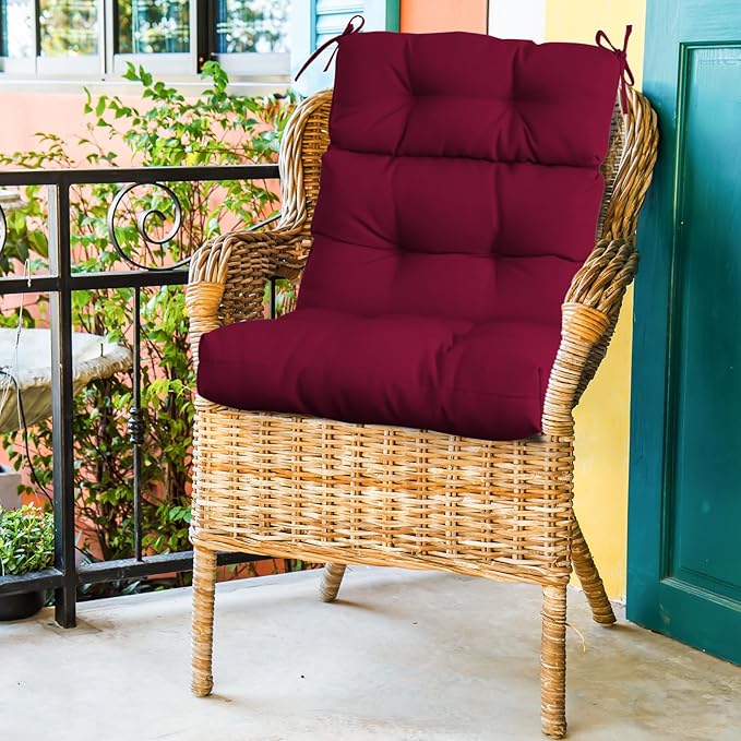 EAGLE PEAK Tufted Outdoor/Indoor High Back Patio Chair Cushion, Set of 1, 46'' x 22'', Red Purple