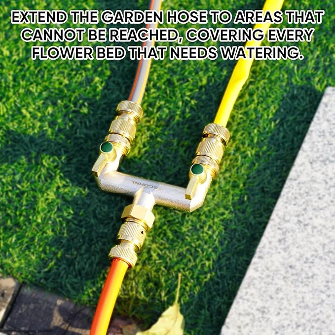 3/4 Inch Garden Hose splitter,Designed for installing multiple irrigation system timers, Suitable for high water pressure faucet manifolds,Freeze and rust resistant high flow 2 way valve
