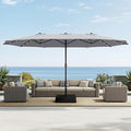 Sophia & William 15 ft Extra Large Patio Umbrella with Solar Lights, Rectangular Outdoor Umbrella with Base Included, Market Umbrella Double-sided Heavy Duty for Pool Garden Backyard, Smoky Gray