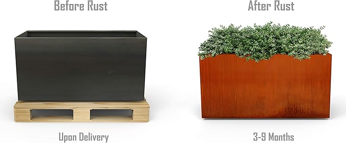 Plantercraft Extra Large Planters Outdoor - 72x24x42 Corten Steel Planter for Privacy Screens & Patios | Large Rectangular Planters for Outdoor Plants, Heavy Duty Metal Box