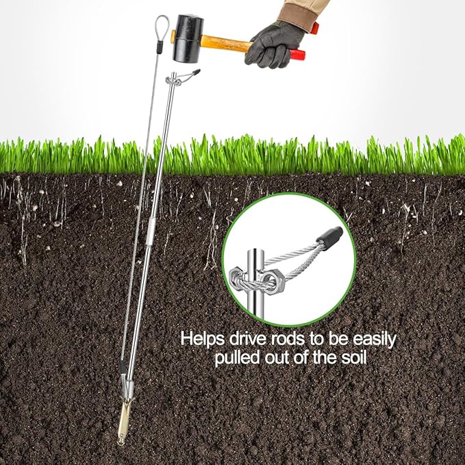 8 Pack Ground Earth Anchors, Easy Hook Anchor with Driving Rod, Earth Anchor Cable Stakes with Webbing for Anchor Tunnel Creenhouse, Large Walk-in Green House, Greenhouse Plastic