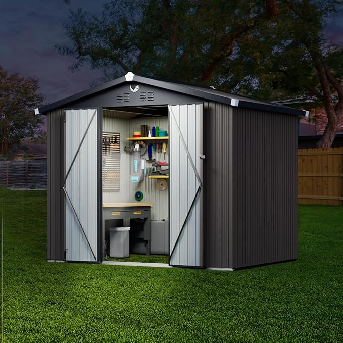 Outdoor Storage Shed 8x6 FT,Metal Tool Sheds,Waterproof Outside Storage Sheds,Large Storage Building with Lockable Door