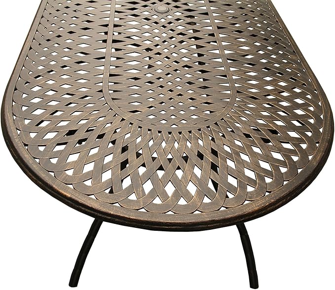 Oakland Living Rose Contemporary Modern and Ornate Mesh Lattice 95 inch Bronze Oval Ten Chairs Outdoor Aluminum Patio Dining Set, Large