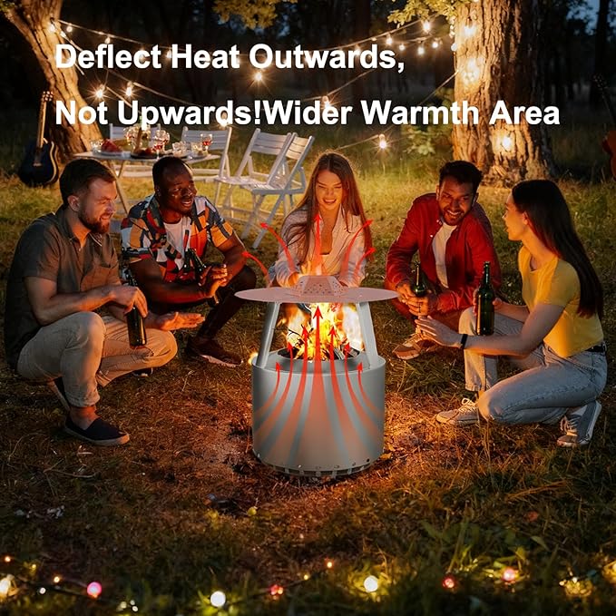 Heat Deflector for Solo Stove Yukon 27", 304 Stainless Steel Heat Diffuser with Handle & Legs,Heat Radiation for Wider Warmth Area, Compatible with Yukon 27" Outdoor Fire Pits, for Backyard, Camping