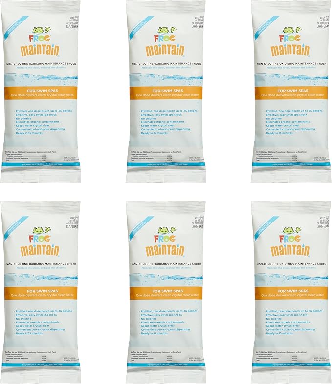 FROG Maintain for Swim Spas - Non-Chlorine Shock for use with Swim Spa FROG @Ease Floating System - Single Dose Packets for Easy Swim Spa Maintenance & Treatment - 6 Pack