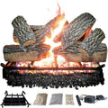 30" Premium Gas Logs - Remote Control Kit Included - for Liquid Propane Vented Fireplaces - Blazing Oak Design (Logs + Remote Light Kit)