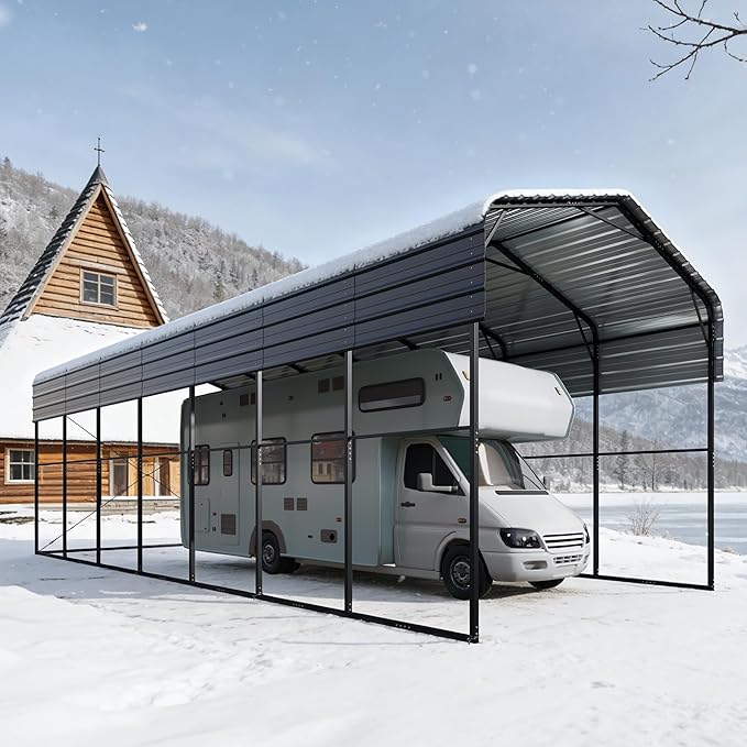 PHI VILLA 35 x 14 ft Heavy Duty Metal Carport with Galvanized Steel Roof for RVs, Cars, Boats, and Tractors