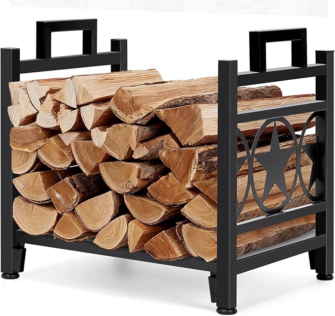 INNO STAGE Firewood Log Rack, Iron Wood Lumber Storage Holder for Fireplace, Heavy Duty Log Storage Bin for Firepit Stove Accessories Indoor - Perfect Construction - No Any Screw to Install