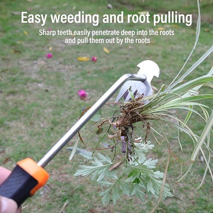 Weed Remover Tool, 2023 New Durable Garden Weed Tool, Portable Garden Weeding Tool for Vegetable Gardening Backyard Farm Planting & Weeding (Rubber Handle)