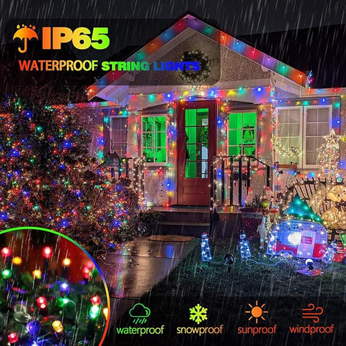 2 Pack Solar Christmas Lights Outdoor Waterproof, Super Bright 90FT 160 LED Solar String Lights, 8 Lighting Modes Green Wire Solar Twinkle Fairy Lights for Tree Xmas Garden(Multi-Colored)