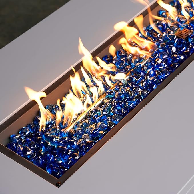 onlyfire 10-Pounds Fire Glass Diamonds for Propane Fire Pit, 1 Inch Reflective Firepit Glass Rocks Stones for Gas Fireplace and Fire Pit Table, Cobalt Blue