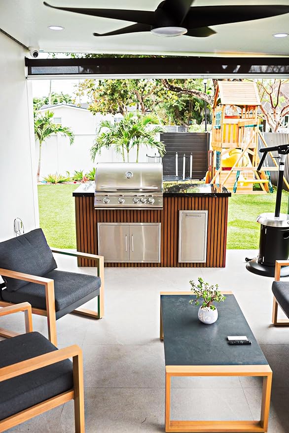Blaze Outdoor Products Luxury Living Supply Custom Kitchen Island – Propane Gas | Welded Aluminum Frame, Granite Countertop, Weatherproof, Fire & UV Resistant