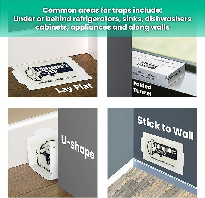 Exterminators Choice Large White Sticky Glue Boards for Insects - 8 Pack Flat Boards - Odorless Adhesive for Indoor Ant & Beetle Catching