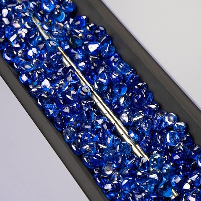 onlyfire 10-Pounds Fire Glass Diamonds for Propane Fire Pit, 1 Inch Reflective Firepit Glass Rocks Stones for Gas Fireplace and Fire Pit Table, Cobalt Blue