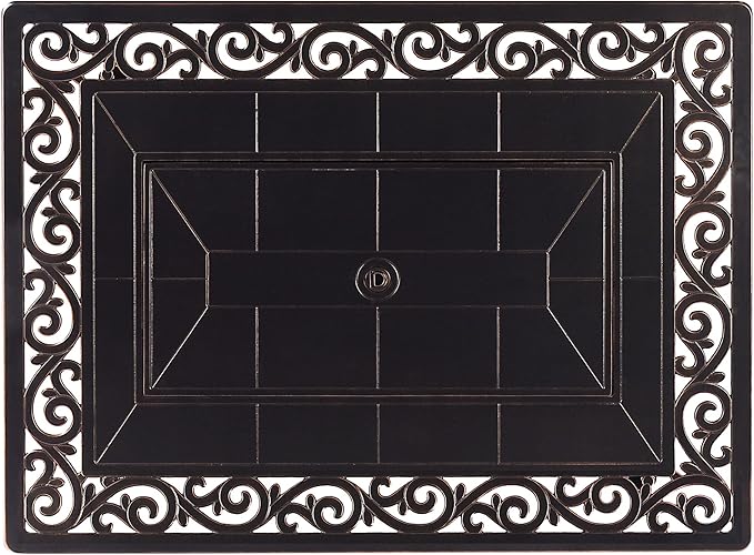 Oakland Living Black Aluminum Patio Fire Table Set with Two Deep Seating Sofa with Cushions and Two Club Chairs with Black Cushions