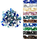 Onlyfire 10 Pounds Blended Reflective Fire Glass for Fire Pit Fireplace and Landscaping, 1/2 Inch Mixed Colored High Luster Fireglass Rocks for Outdoor and Indoor Use - Aqua Blue+Platinum+Cobalt Blue