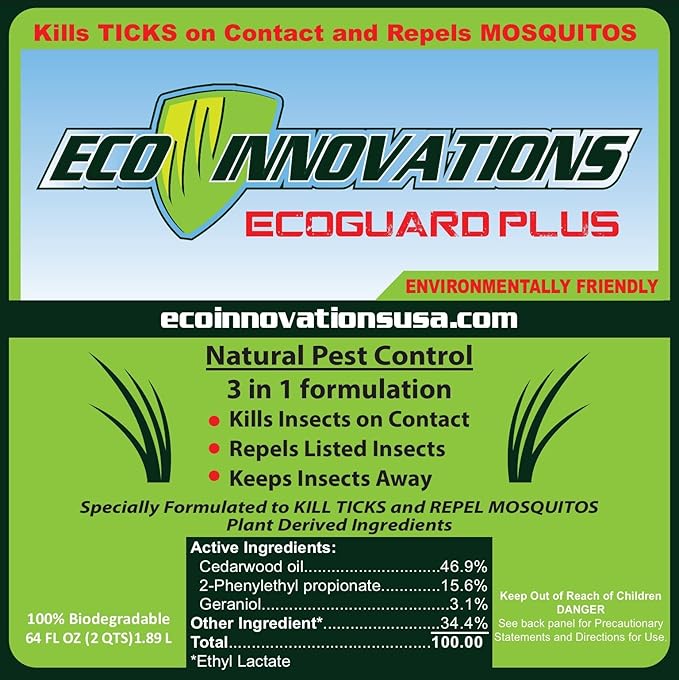 Concentrated Tick Spray for Yard & Mosquito Concentrate Spray. All Natural Insect Repellant. Protects Outdoors. Suitable Insecticide for Kids, Pets, Plants. Easy Application, 64 oz