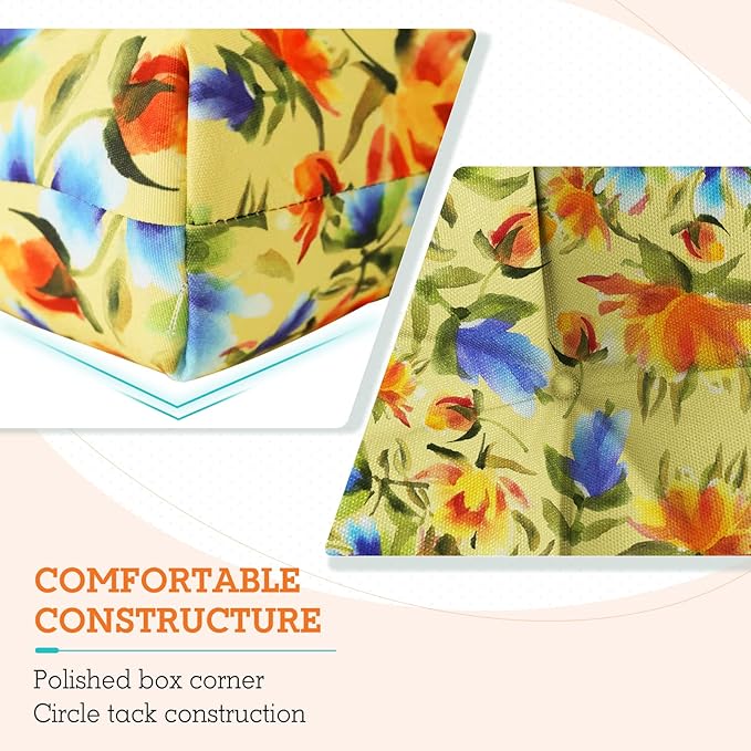 EAGLE PEAK Tufted Outdoor/Indoor High Back Patio Chair Cushions, Set of 2, 46'' x 22'', Floral