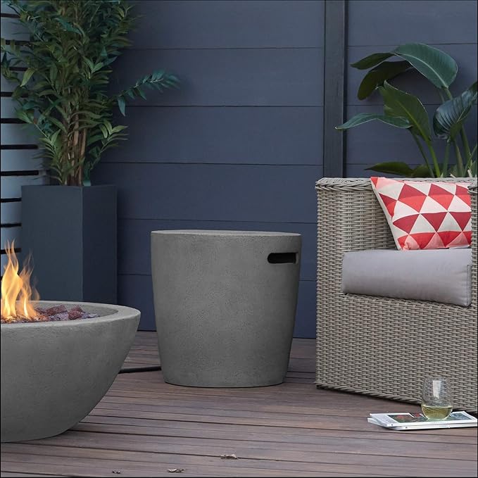 Real Flame Riverside Propane Round Tank Cover, Conceals a 20lb Tank - Lightweight, Weather, Sun & Rust Resistant