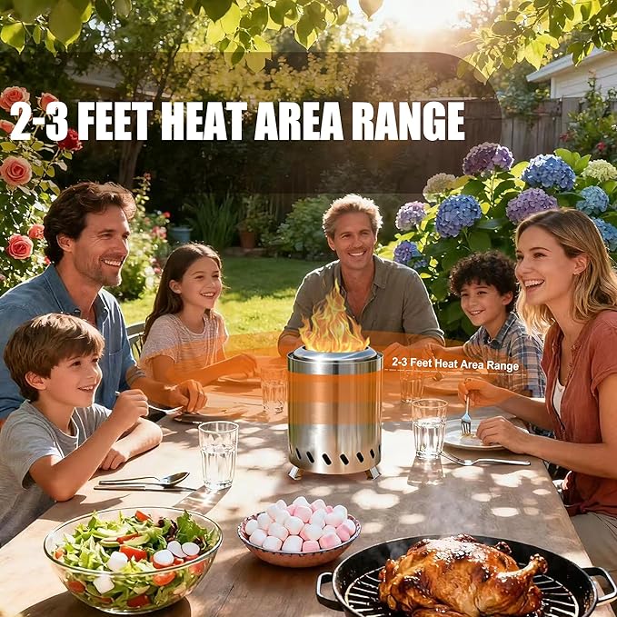 Tabletop Fire Pit - Smokeless 6 Inch Table Top Firepit for Outside Small Portable Fire Pits with Carry Bag Mini Pellet Stove for Camping Backyard Patio Garden Picnic