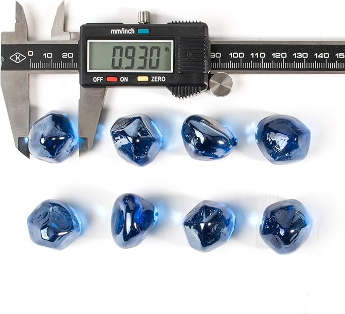 Fire Glass Diamond 1 Inch Fire Pit Glass Rocks for Propane or Gas Fire Pit 10 Pounds, Sapphire Luster(Gift Package)