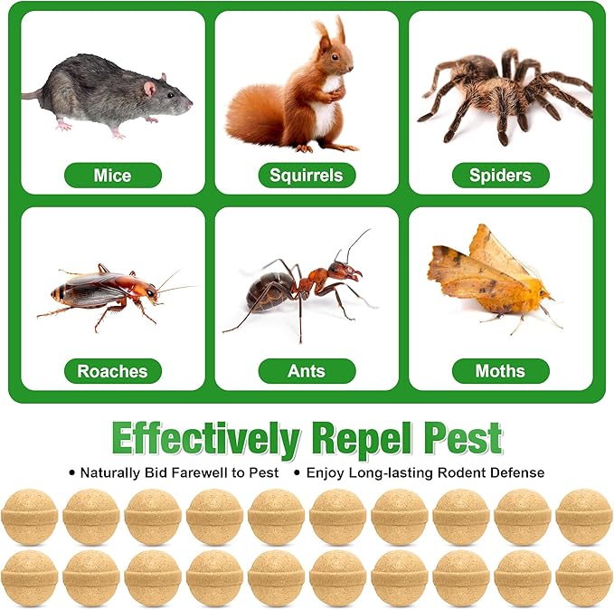 24Pack Mouse Rodent Repellent & Pest Defense - Natural Peppermint Oil Deterrent Rodent Repellent for Indoor/Outdoor Use - Repel Mice and Rat Safe Around Kids & Pets