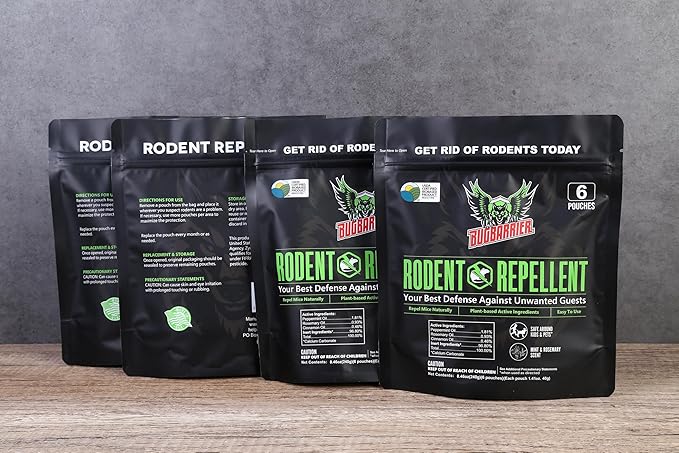 Extra-Strength Mouse Repellent Deterrent Pouches, USDA 99% Biobased, Peppermint & Rosemary Oils Repel Mice Nesting in Car, RV, Boat, Garage, Shed, Cabin Made in The USA (24 Pack)