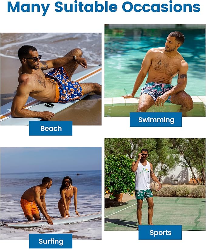 maamgic 2 in 1 Mens Swim Trunks 7 Inch Swim Shorts Swim Suits Board Shorts